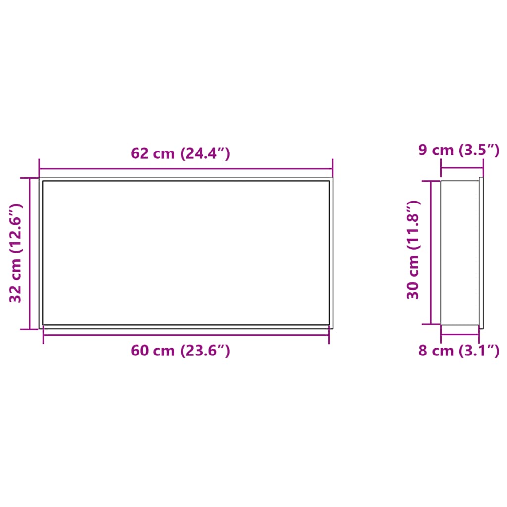 Shower Niche Matt White 62x32x9 cm Stainless Steel