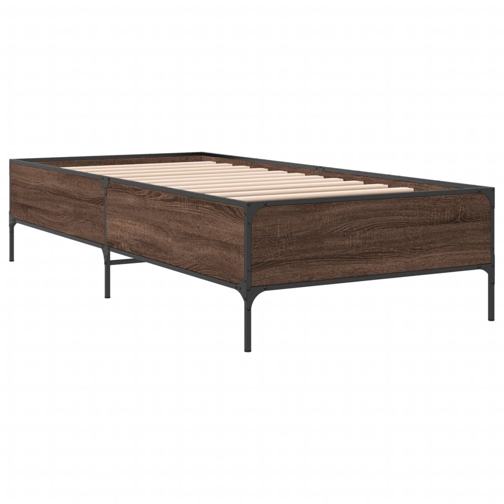Bed Frame without Mattress Brown Oak 90x200 cm
