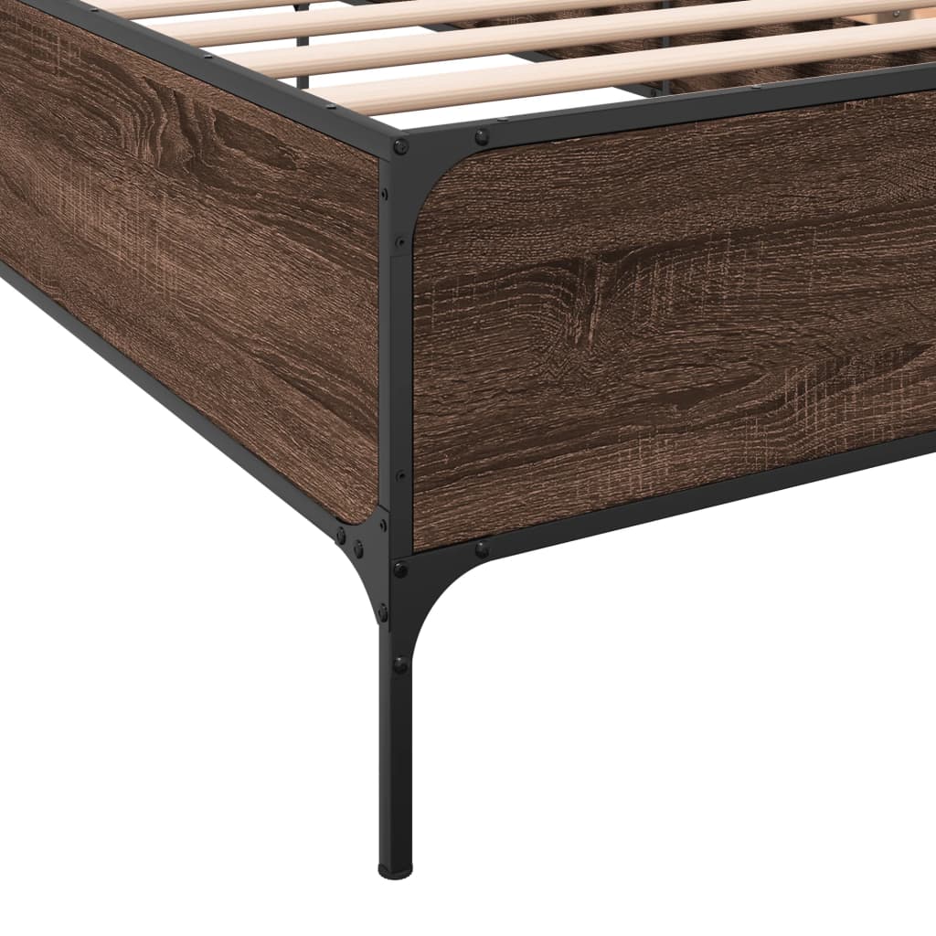 Bed Frame without Mattress Brown Oak 90x200 cm
