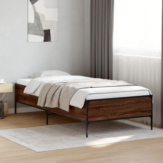 Bed Frame without Mattress Brown Oak 90x190 cm