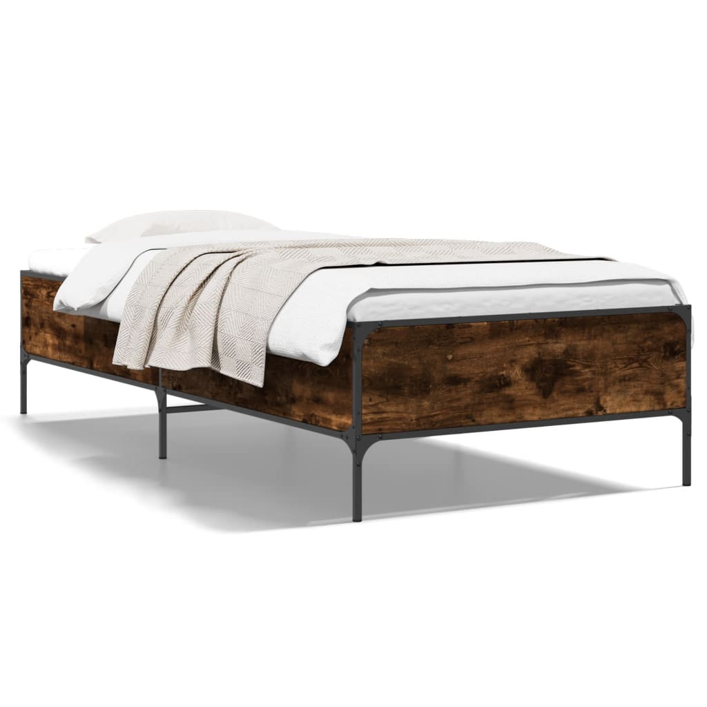 Bed Frame without Mattress Smoked Oak 75x190 cm