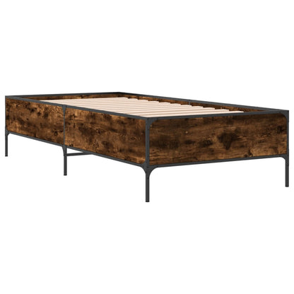Bed Frame without Mattress Smoked Oak 75x190 cm