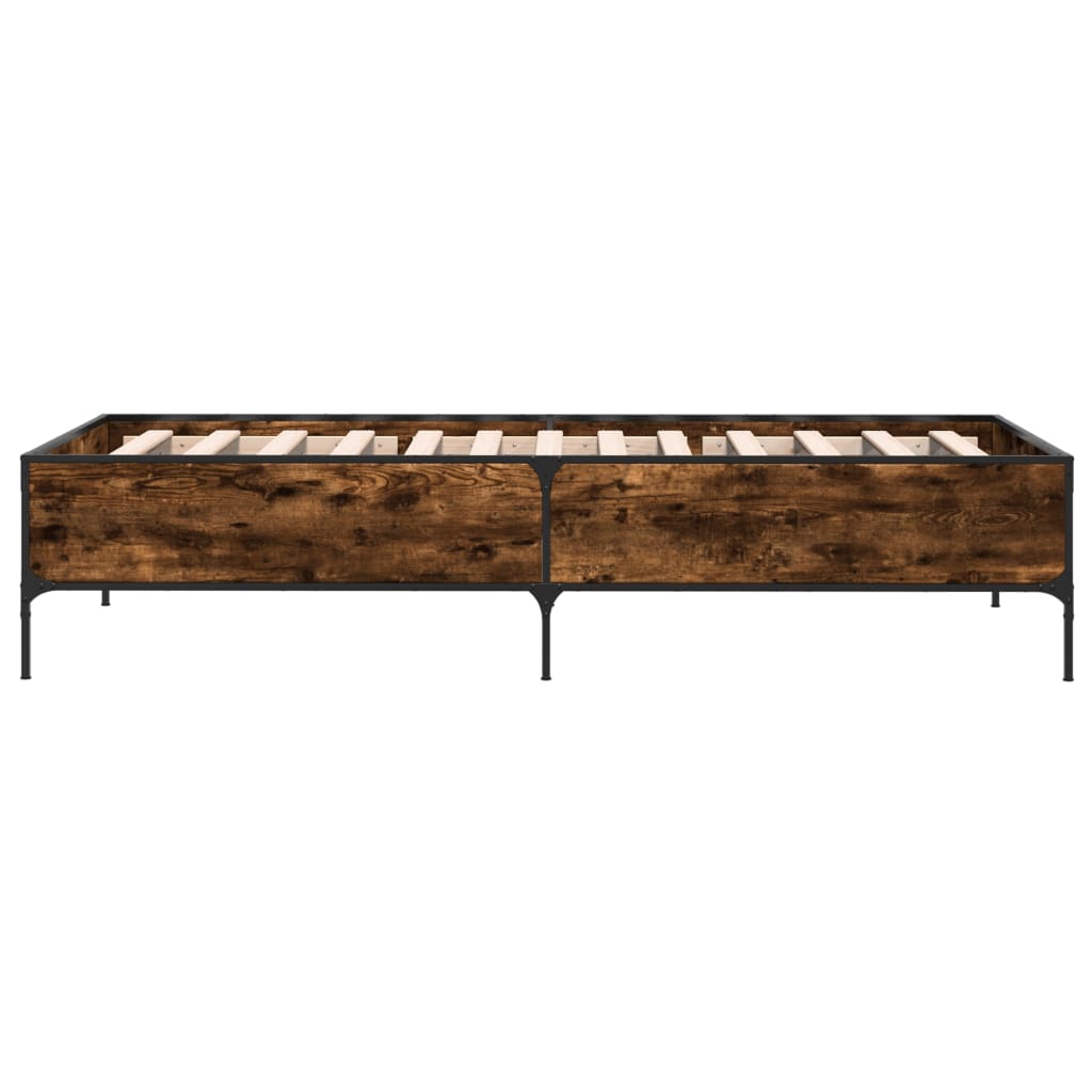 Bed Frame without Mattress Smoked Oak 75x190 cm
