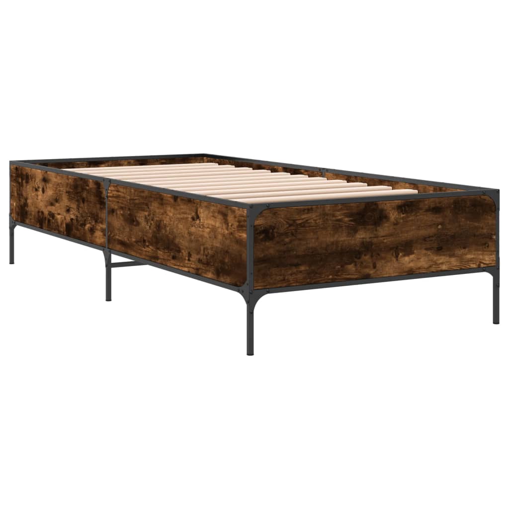 Bed Frame without Mattress Smoked Oak 75x190 cm
