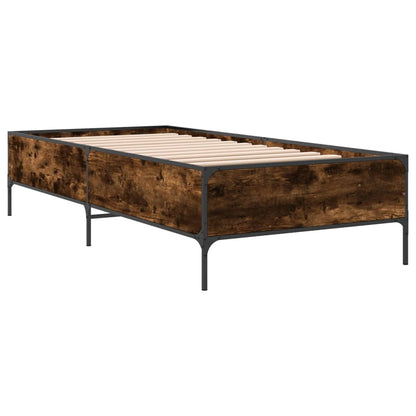 Bed Frame without Mattress Smoked Oak 75x190 cm