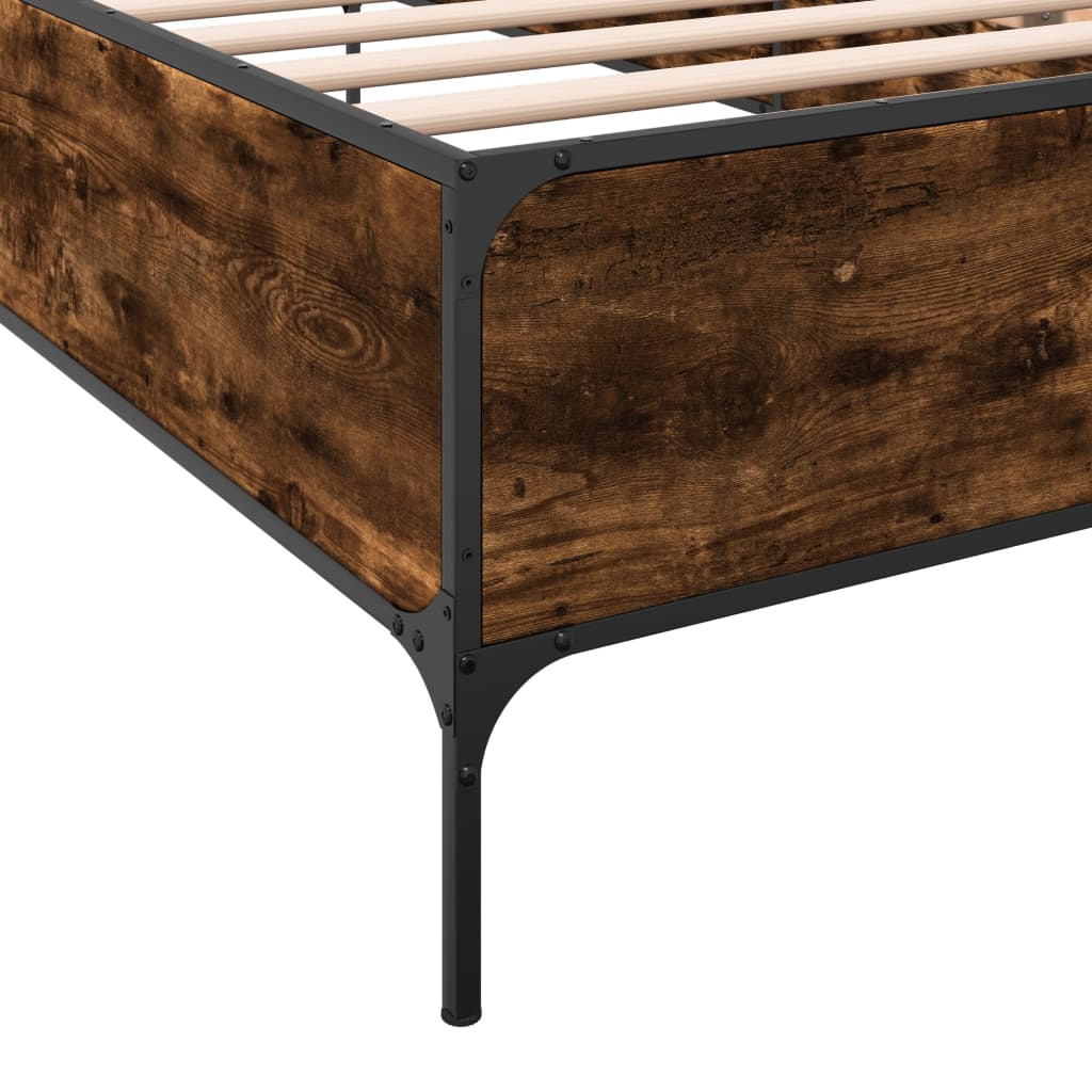 Bed Frame without Mattress Smoked Oak 75x190 cm