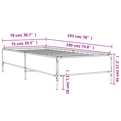 Bed Frame without Mattress Smoked Oak 75x190 cm