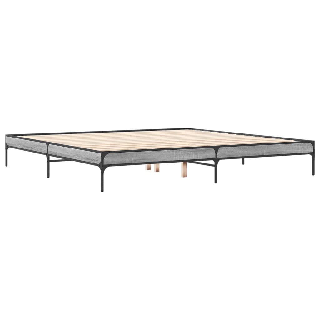 Bed Frame without Mattress Grey Sonoma 200x200 cm