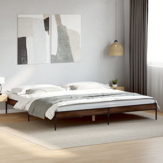 Bed Frame without Mattress Brown Oak 200x200 cm