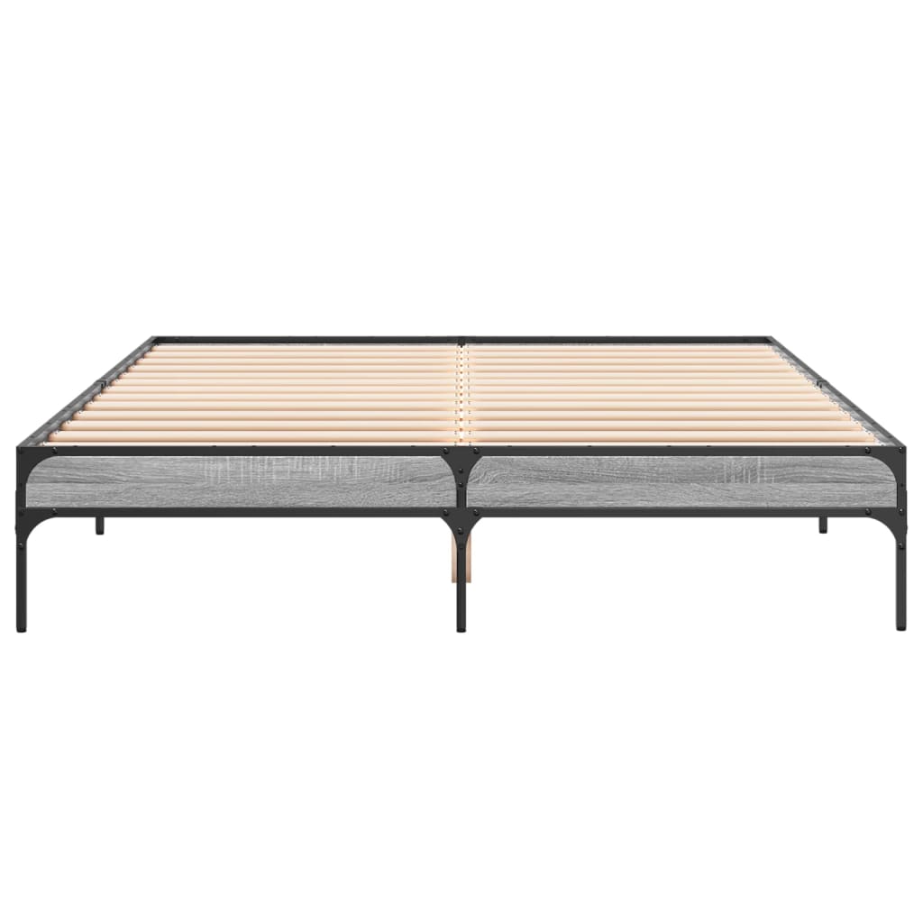 Bed Frame without Mattress Grey Sonoma 150x200 cm King Size