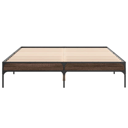 Bed Frame without Mattress Brown Oak 150x200 cm King Size
