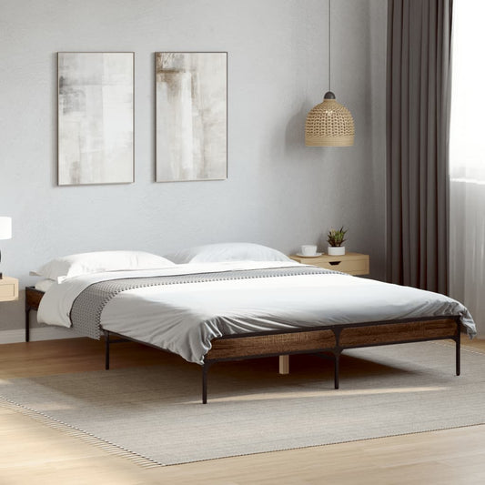 Bed Frame without Mattress Brown Oak 150x200 cm