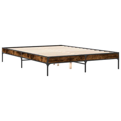 Bed Frame without Mattress Smoked Oak 140x200 cm