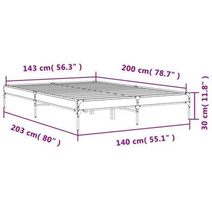 Bed Frame without Mattress Grey Sonoma 140x200 cm