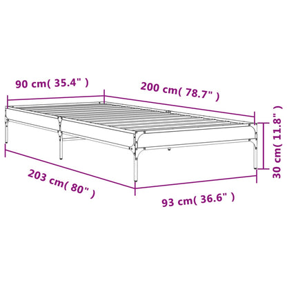Bed Frame without Mattress Smoked Oak 90x200 cm