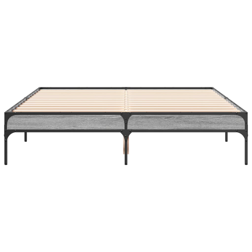 Bed Frame without Mattress Grey Sonoma 140x190 cm