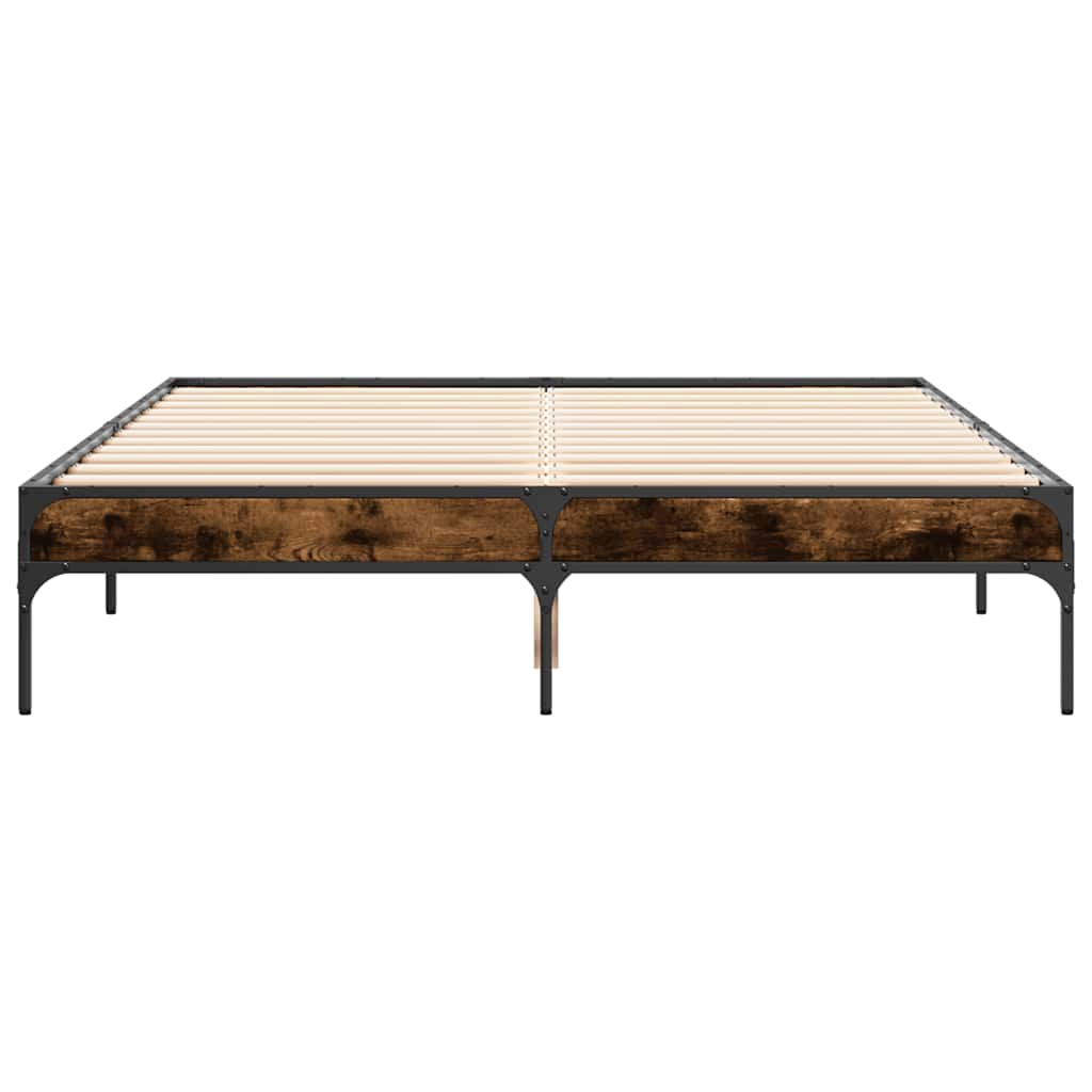 Bed Frame without Mattress Smoked Oak 135x190 cm Double