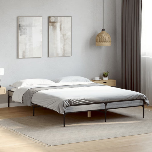 Bed Frame without Mattress Grey Sonoma 135x190 cm