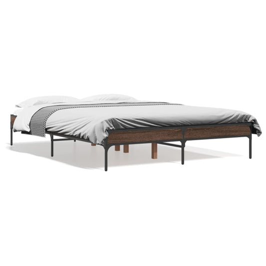 Bed Frame without Mattress Brown Oak 135x190 cm