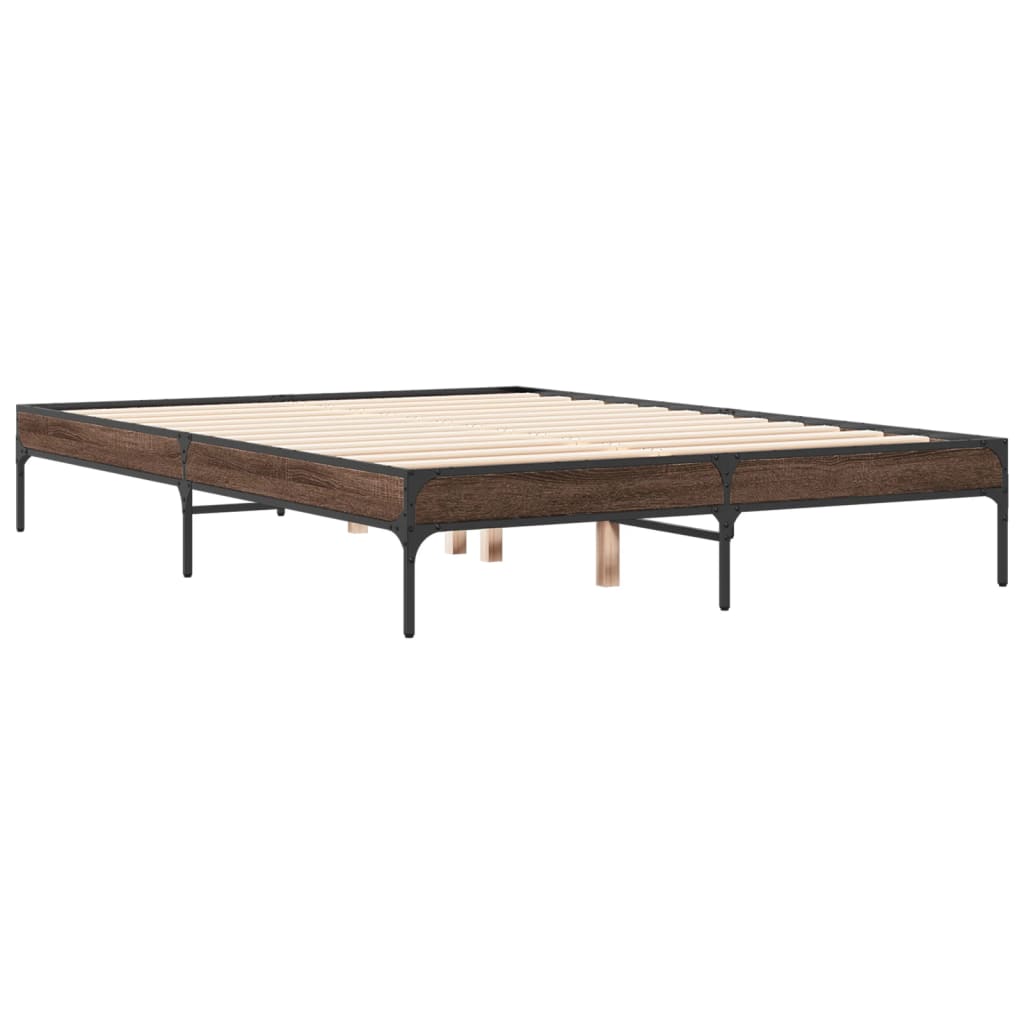Bed Frame without Mattress Brown Oak 135x190 cm Double