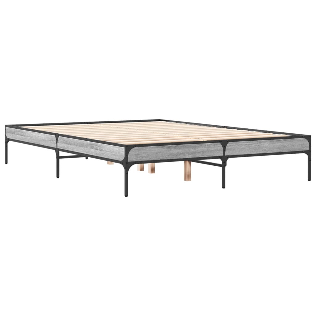 Bed Frame without Mattress Grey Sonoma 120x190 cm Small Double