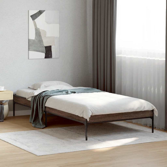 Bed Frame without Mattress Brown Oak 75x190 cm