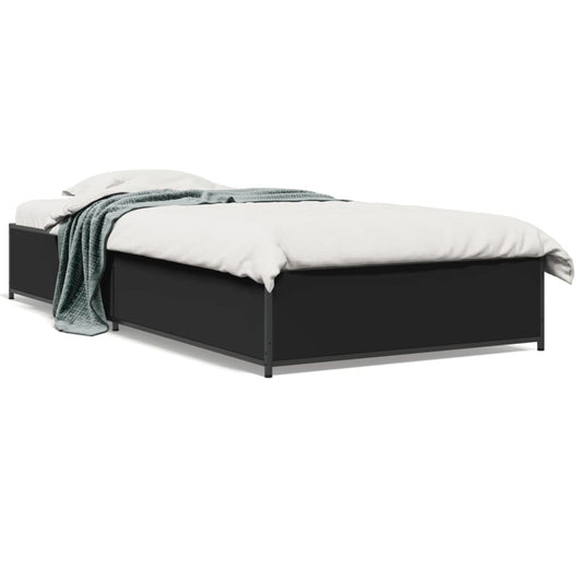 Bed Frame without Mattress Black 75x190 cm