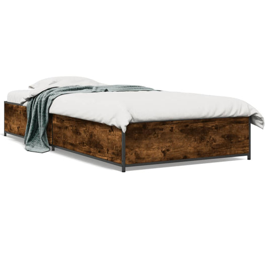 Bed Frame without Mattress Smoked Oak 75x190 cm