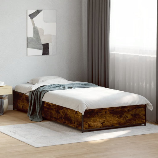 Bed Frame without Mattress Smoked Oak 75x190 cm
