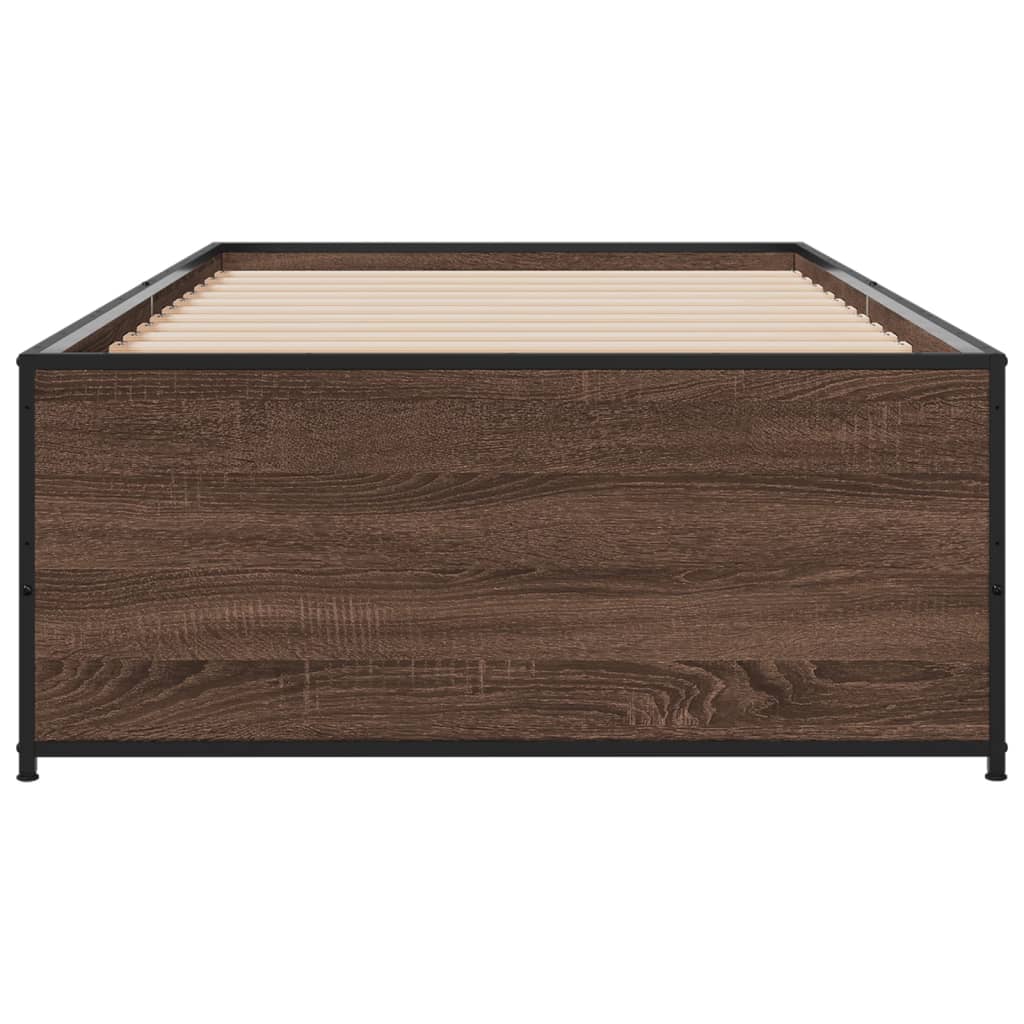 Bed Frame without Mattress Brown Oak 90x200 cm