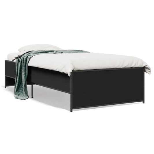 Bed Frame without Mattress Black 75x190 cm
