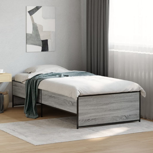 Bed Frame without Mattress Grey Sonoma 75x190 cm