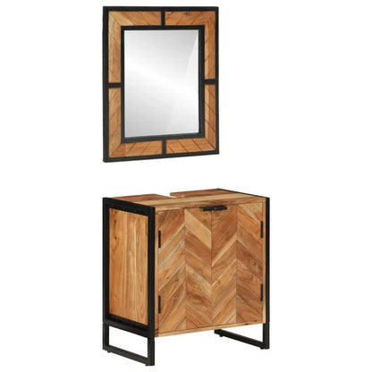 2 Piece Bathroom Furniture Set Iron and Solid Wood Acacia