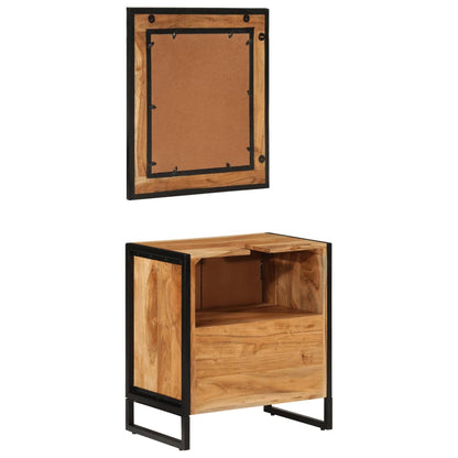 2 Piece Bathroom Furniture Set Iron and Solid Wood Acacia