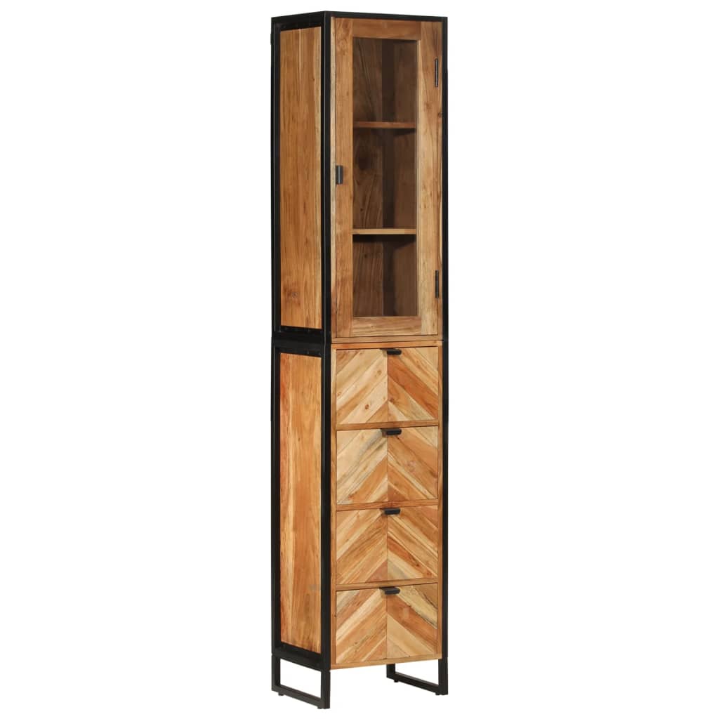 3 Piece Bathroom Furniture Set Iron and Solid Wood Acacia