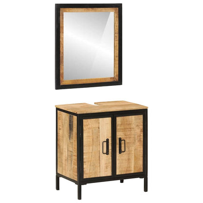 2 Piece Bathroom Furniture Set Iron and Solid Wood Mango