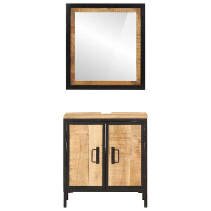 2 Piece Bathroom Furniture Set Iron and Solid Wood Mango