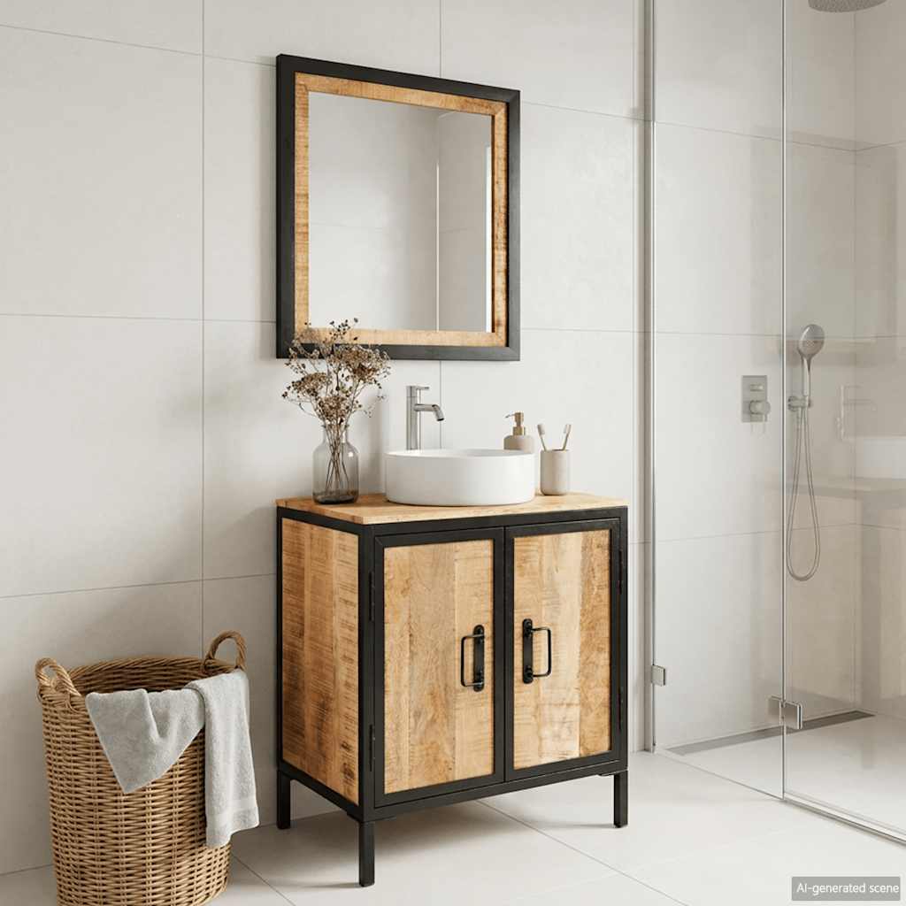 Bathroom Furniture Set | Multicolour | Solid mango wood and iron