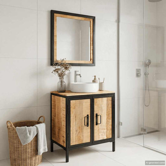 Bathroom Furniture Set | Multicolour | Solid mango wood and iron
