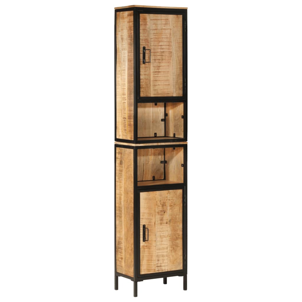 3 Piece Bathroom Furniture Set Iron and Solid Wood Mango