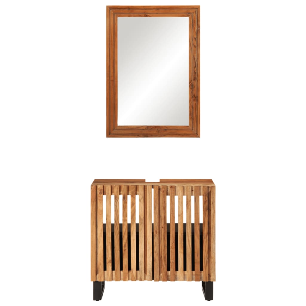 2 Piece Bathroom Furniture Set Solid Wood Acacia