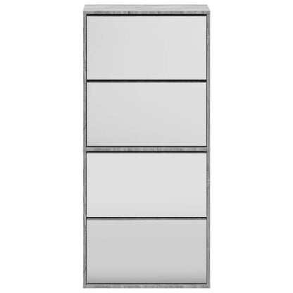 Shoe Cabinet with Mirror 4-Layer Grey Sonoma 63x17x134 cm