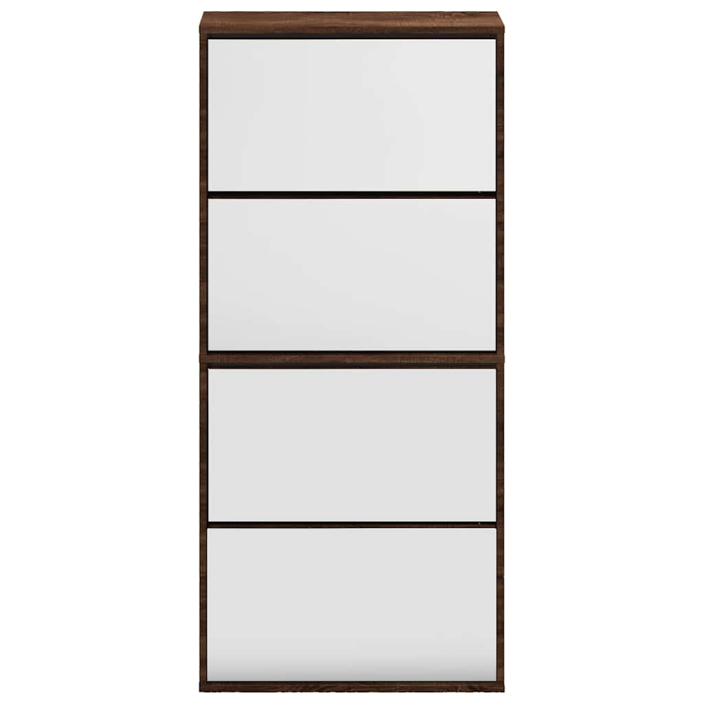 Shoe Cabinet with Mirror 4-Layer Brown Oak 63x17x134 cm