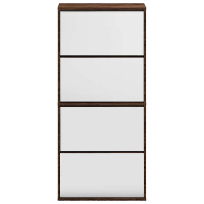 Shoe Cabinet with Mirror 4-Layer Brown Oak 63x17x134 cm