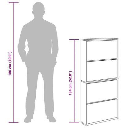 Shoe Cabinet with Mirror 4-Layer Brown Oak 63x17x134 cm