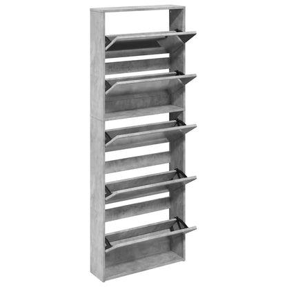 Shoe Cabinet with Mirror 5-Layer Concrete Grey 63x17x169.5 cm