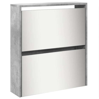 Shoe Cabinet with Mirror 5-Layer Concrete Grey 63x17x169.5 cm