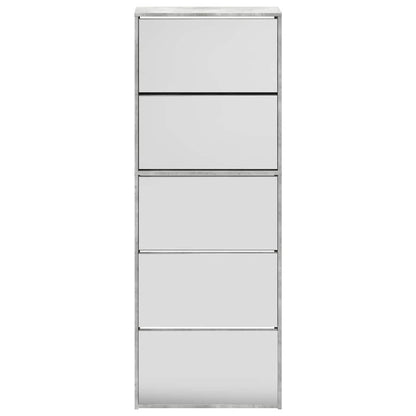 Shoe Cabinet with Mirror 5-Layer Concrete Grey 63x17x169.5 cm
