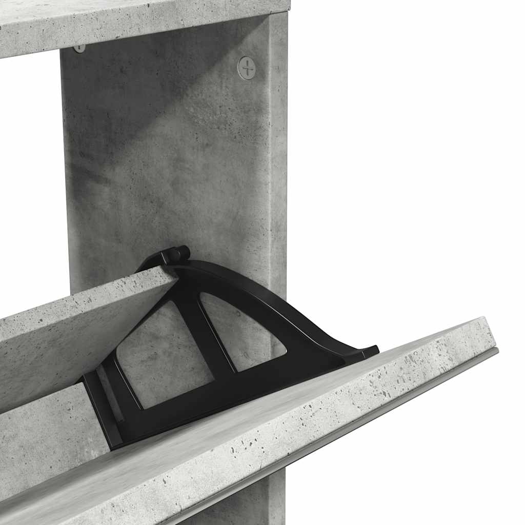 Shoe Cabinet with Mirror 5-Layer Concrete Grey 63x17x169.5 cm