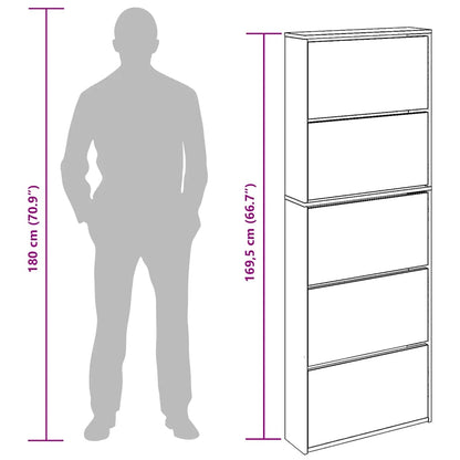 Shoe Cabinet with Mirror 5-Layer Concrete Grey 63x17x169.5 cm